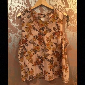 Sleeveless Sheer Floral Blouse